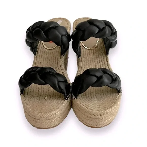 Kenneth Cole Olivia Braided Wedge Espadrille Black Sandal Size 11 NWT - Picture 2 of 9